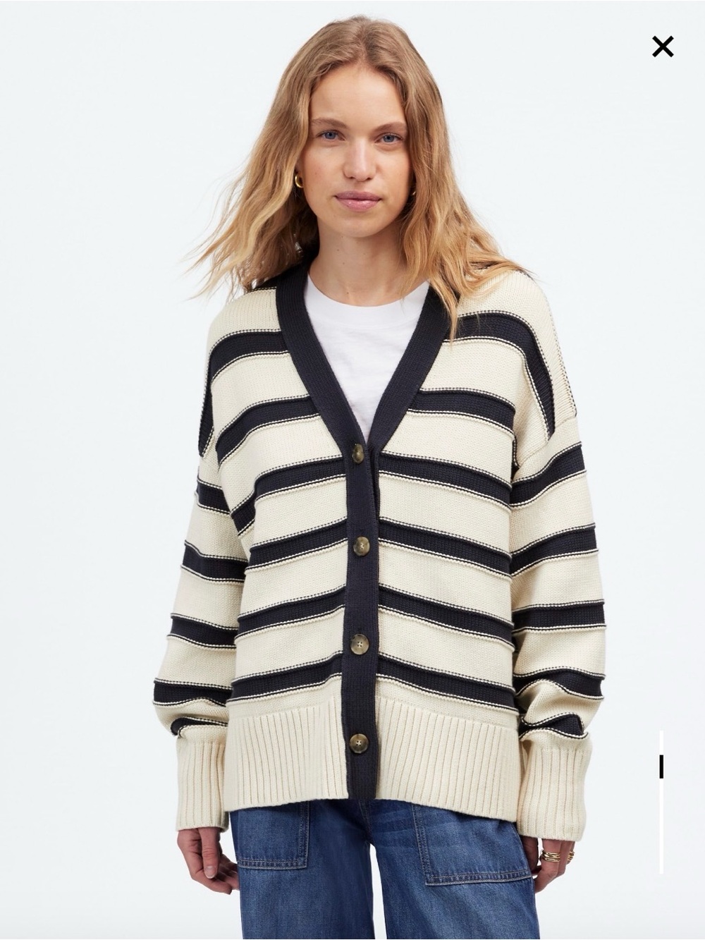 NWT Madewell Striped Cotton Cardigan Sweater